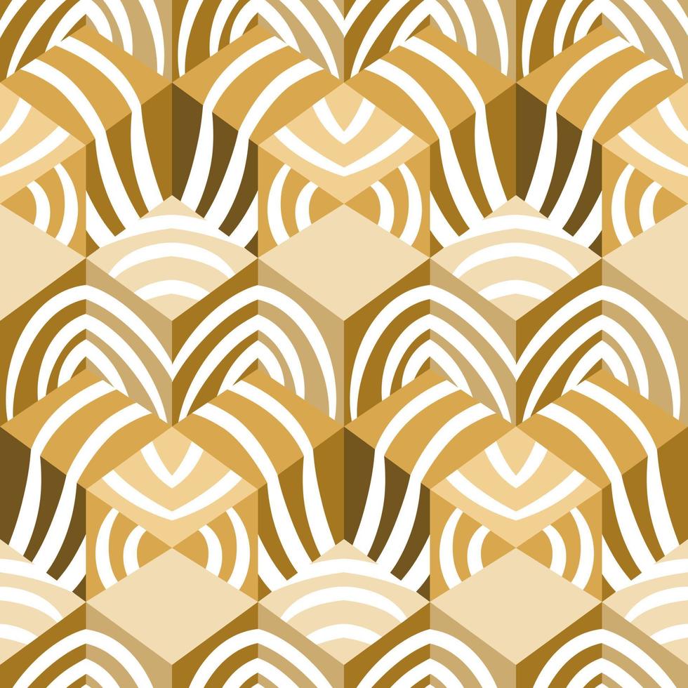 Stunning Decorative Elegant Gold Geometric Curve Vector Seamless Pattern Design