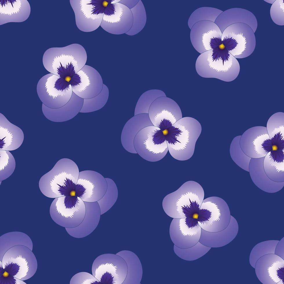 Violet Pansy Flower on Navy Blue Background vector