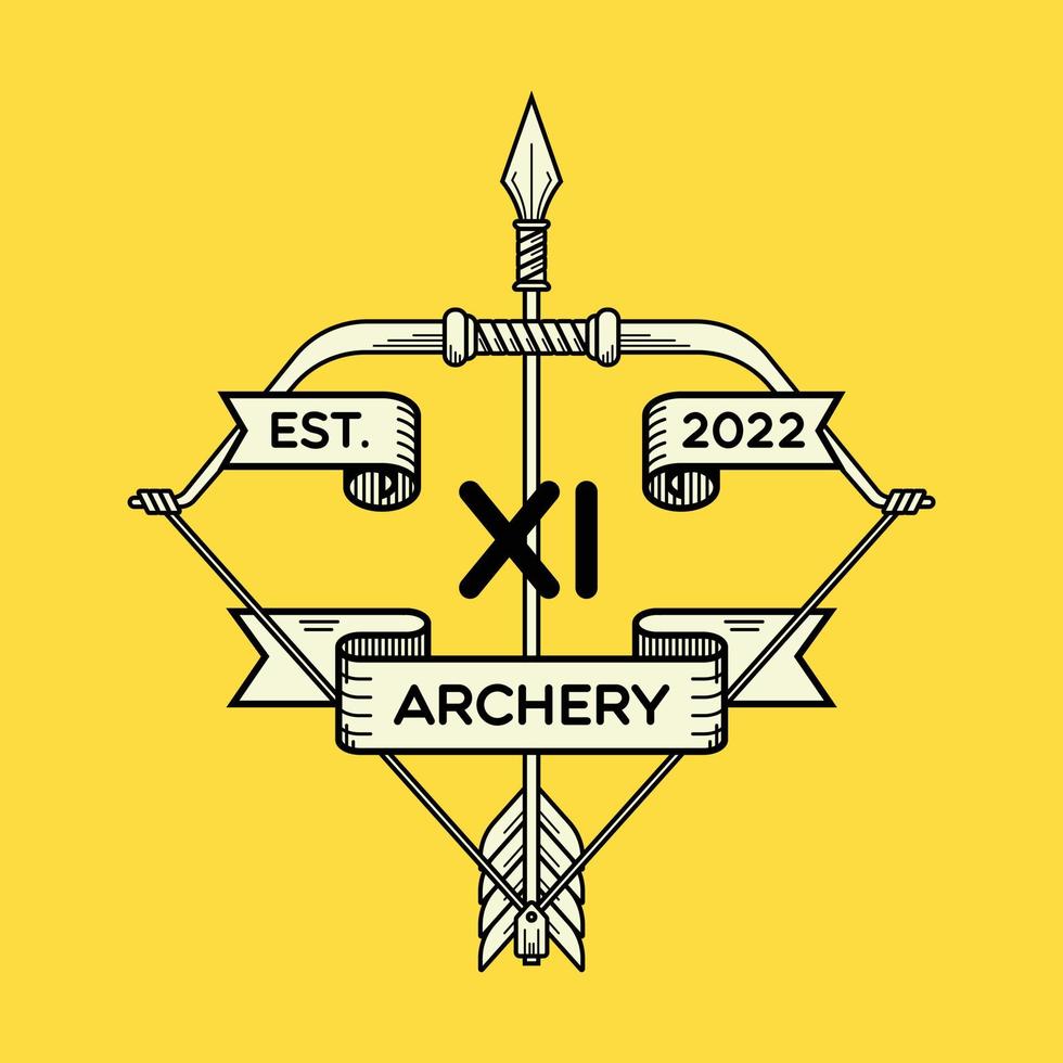 Archery emblem with simple line art style vector