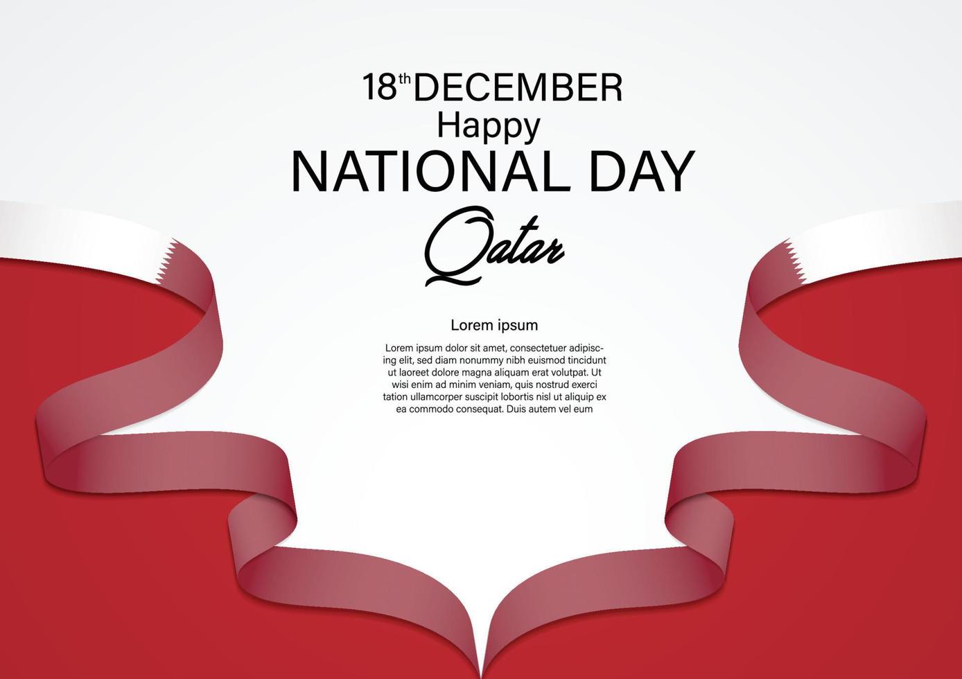 día nacional de qatar 18 de diciembre con cinta color de la bandera de qatar. ilustración vectorial vector