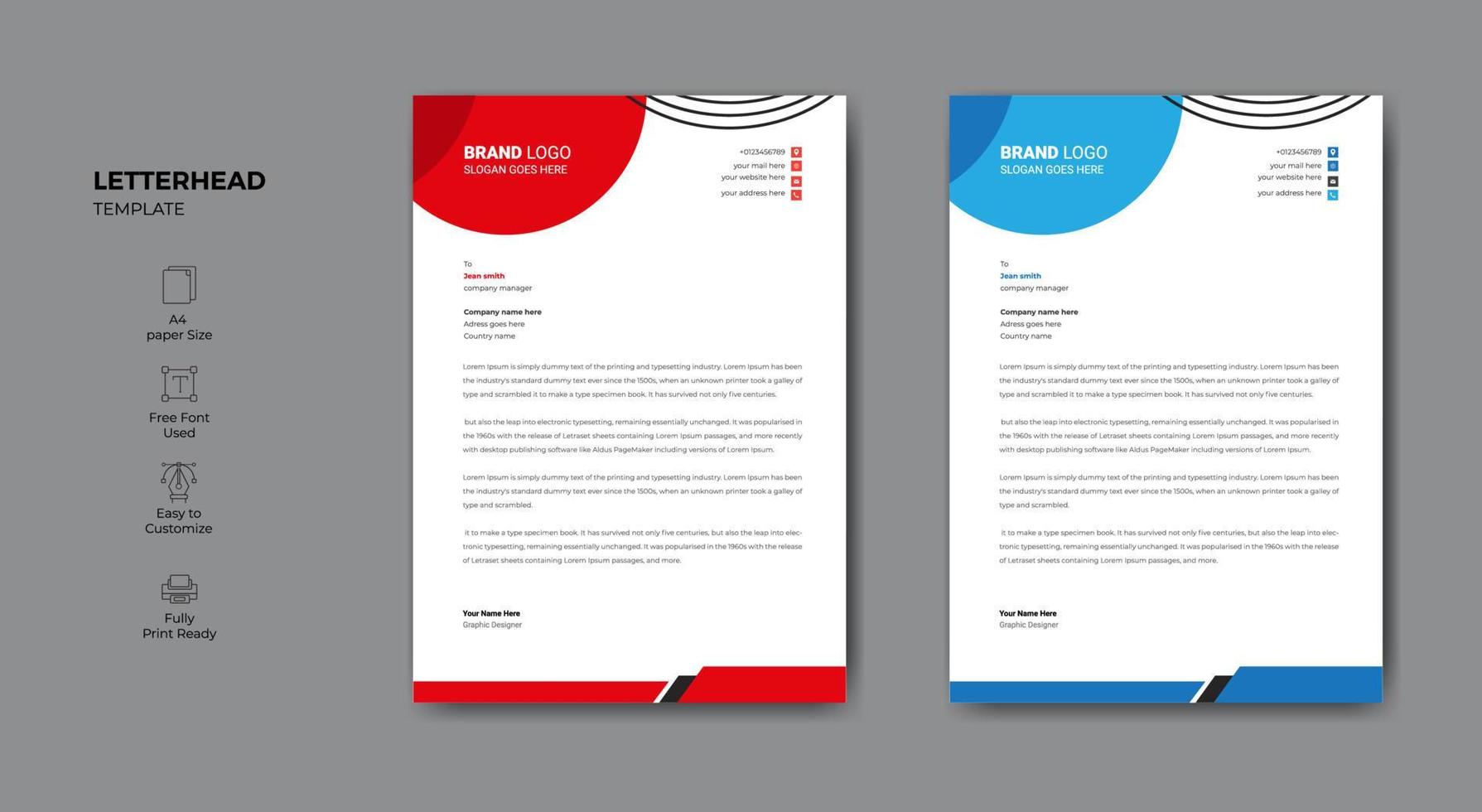 Corporate abstract business letterhead design vector