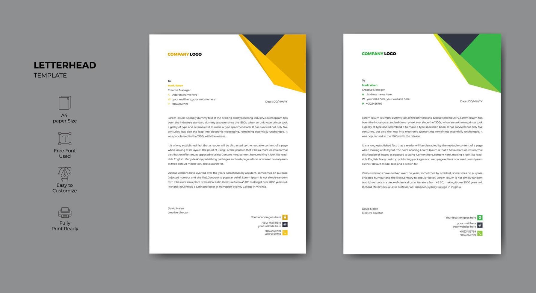 Corporate abstract business letterhead template design vector