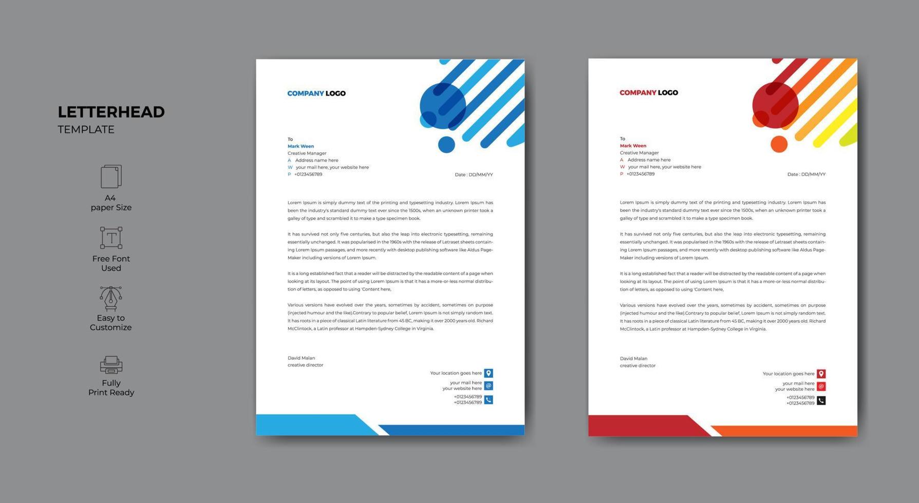 Corporate abstract business letterhead template vector