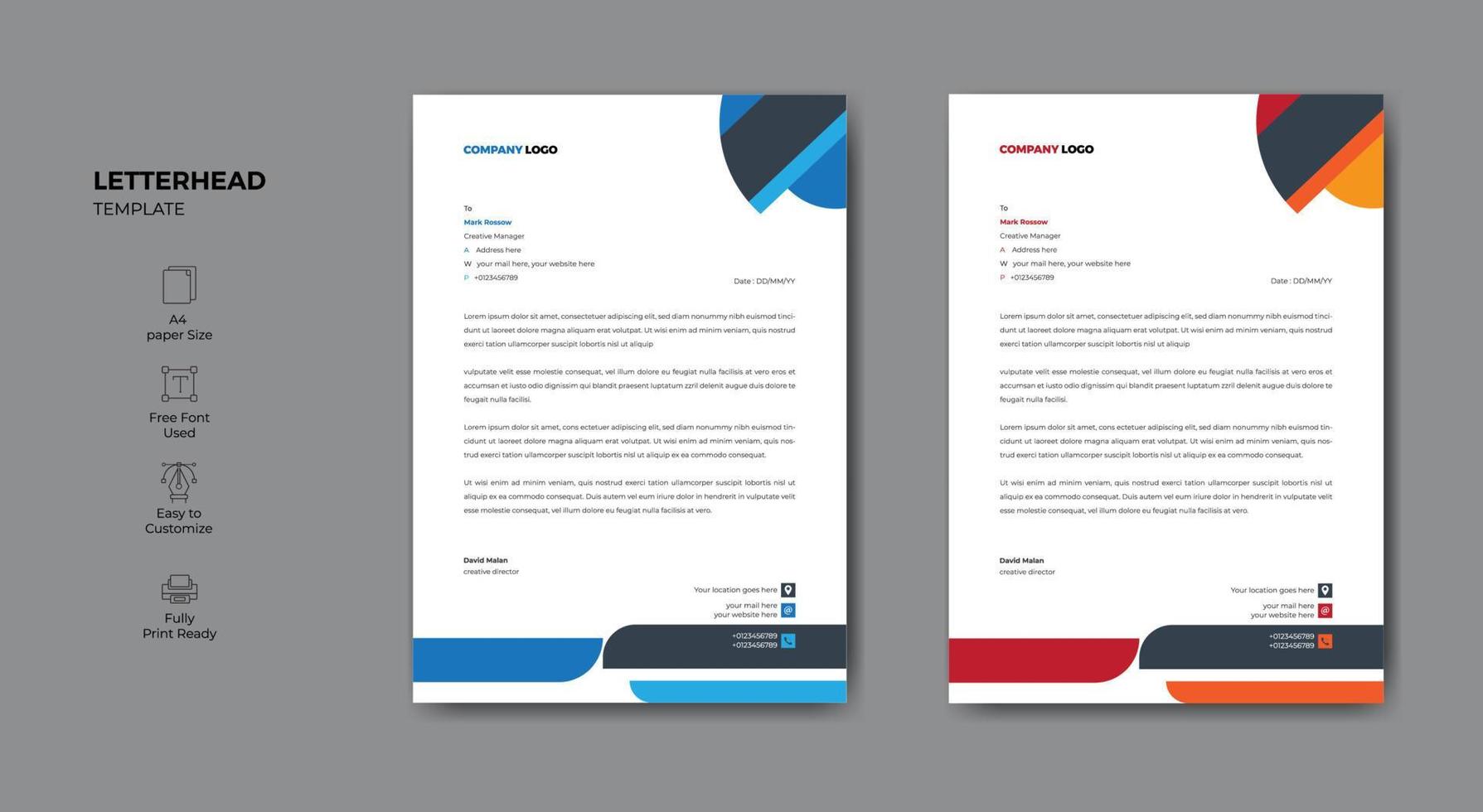 Corporate business style letterhead template design vector