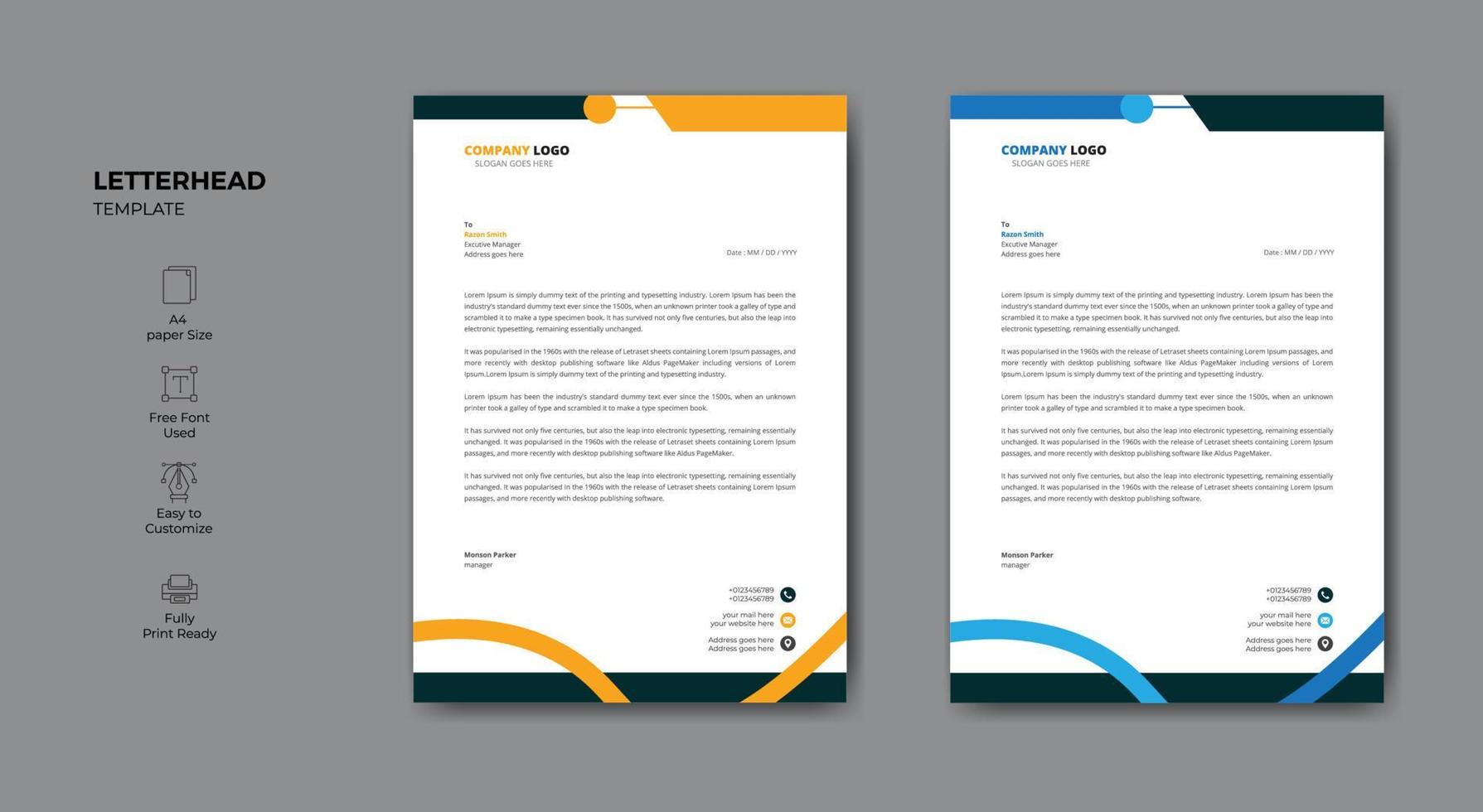 Minimalist elegant style letterhead design for your business vector