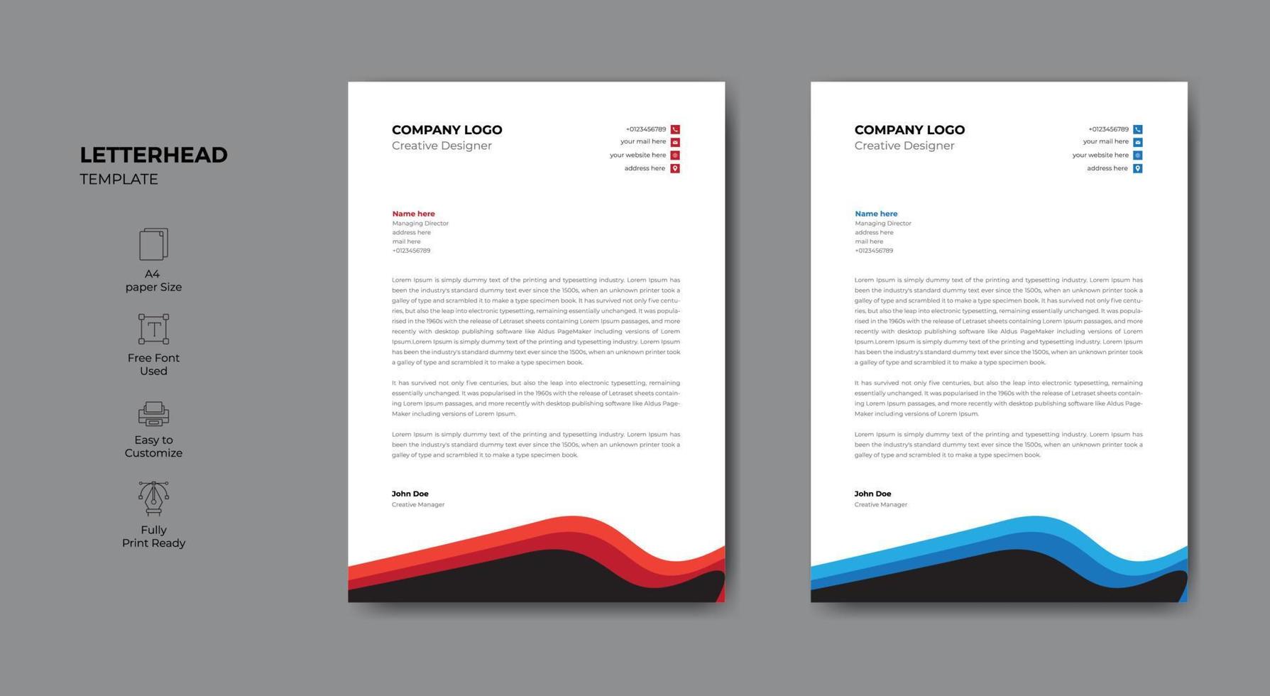 Elegant corporate business letterhead template design vector