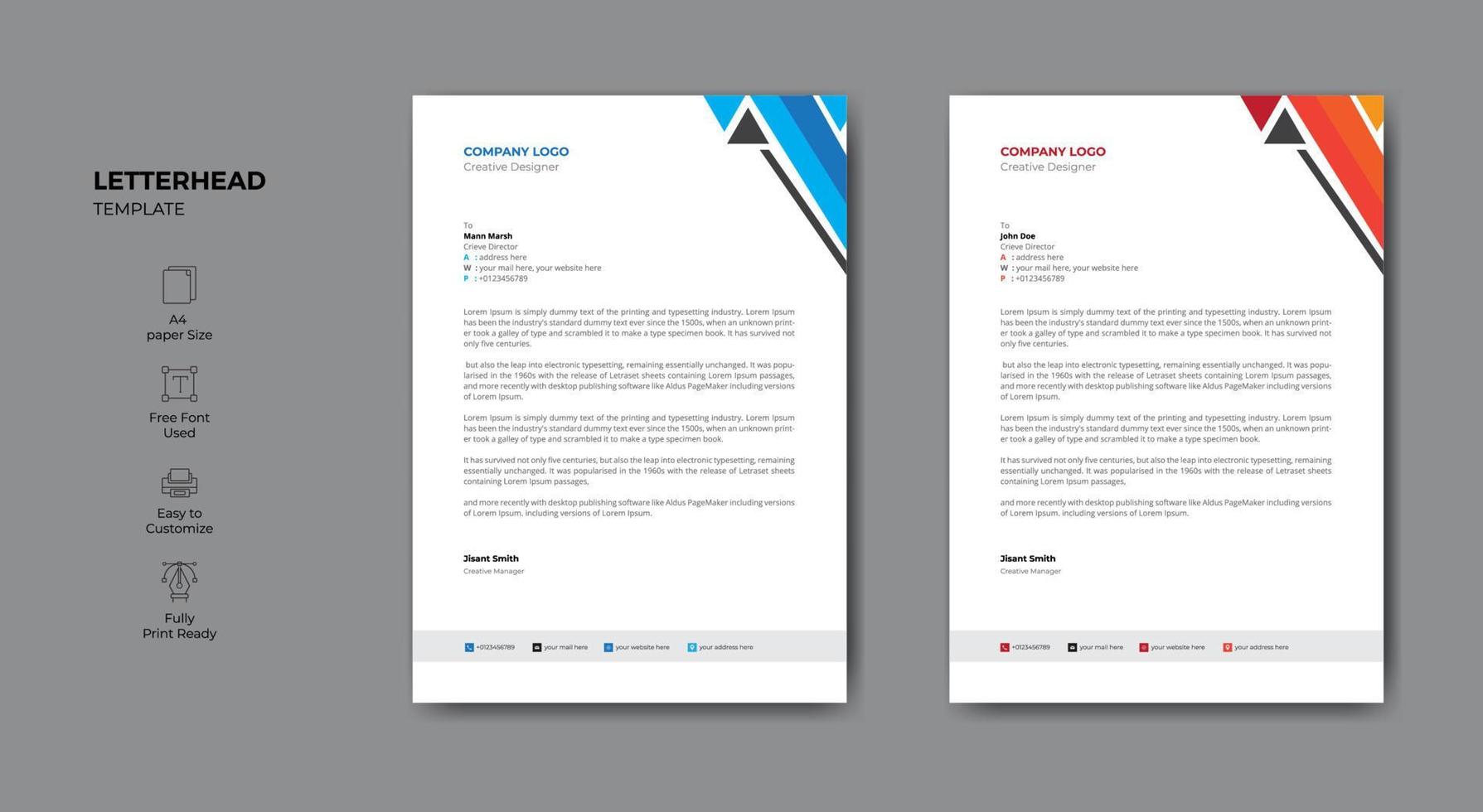 Modern company letterhead template for your project vector