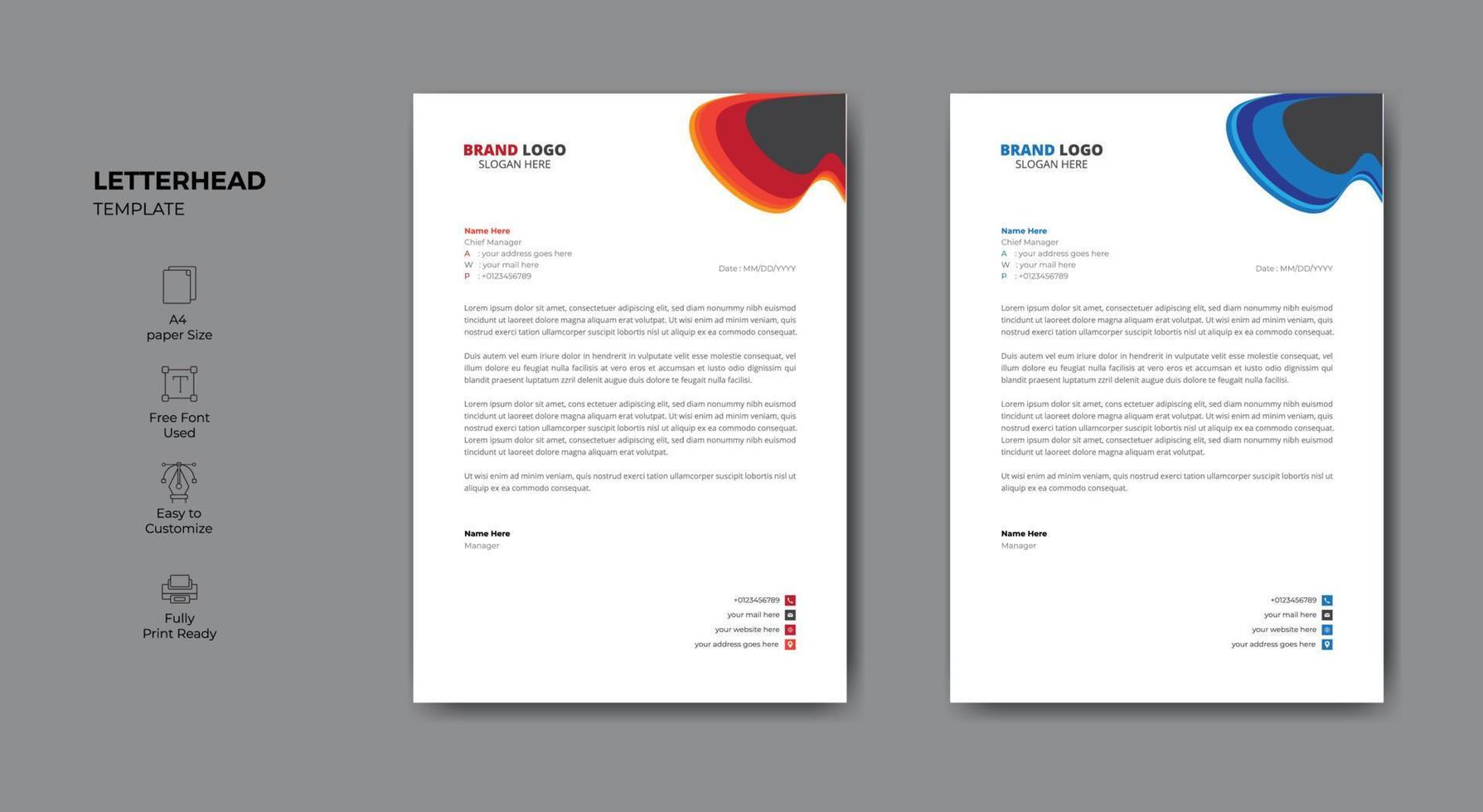 Clean and modern letterhead template vector