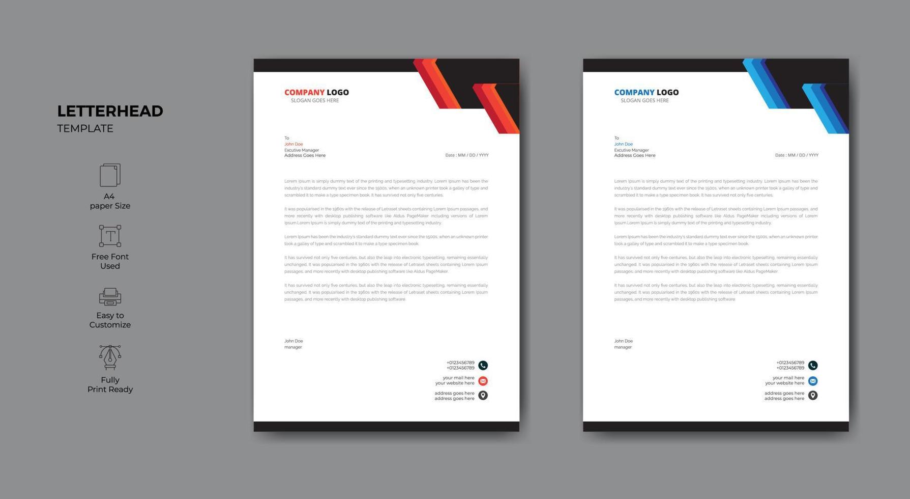 Elegant corporate abstract business letterhead template vector
