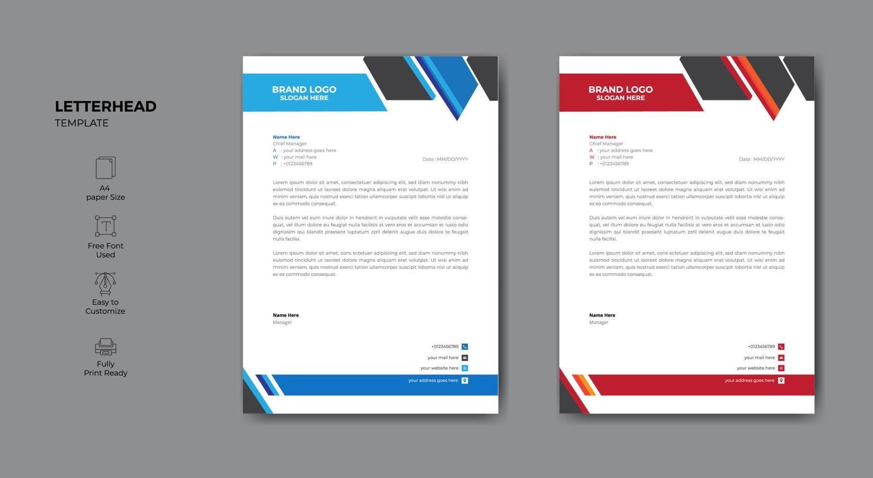 Clean and modern corporate letterhead template vector