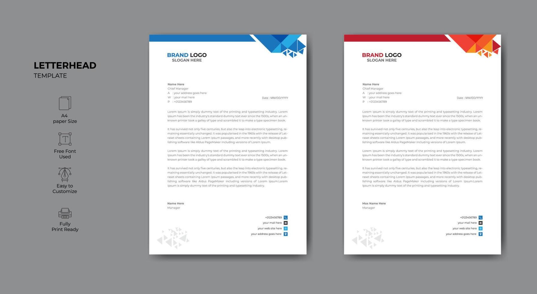 Clean and modern corporate letterhead template design vector