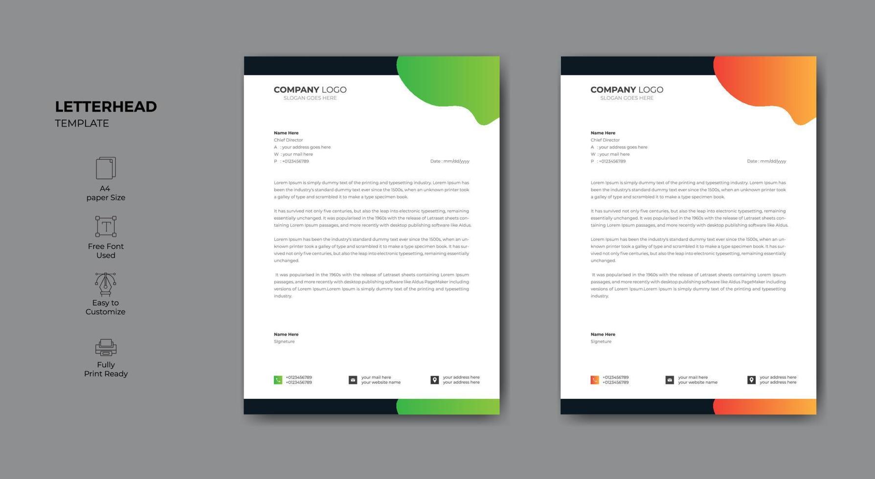 Clean and modern letterhead design vector