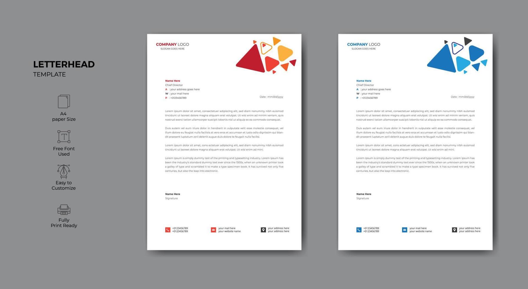 Elegant minimalist style letterhead template. Business style letter head template design. vector