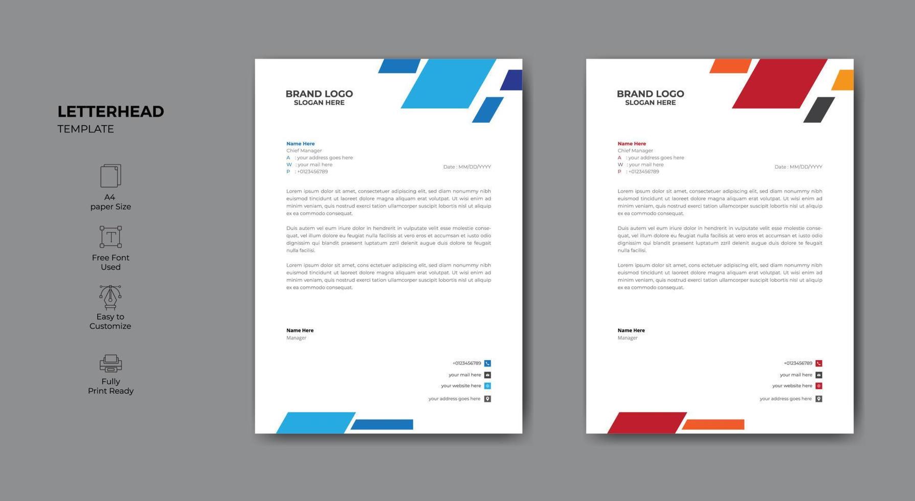 Elegant minimalist style letterhead template. Business style letter head template. vector