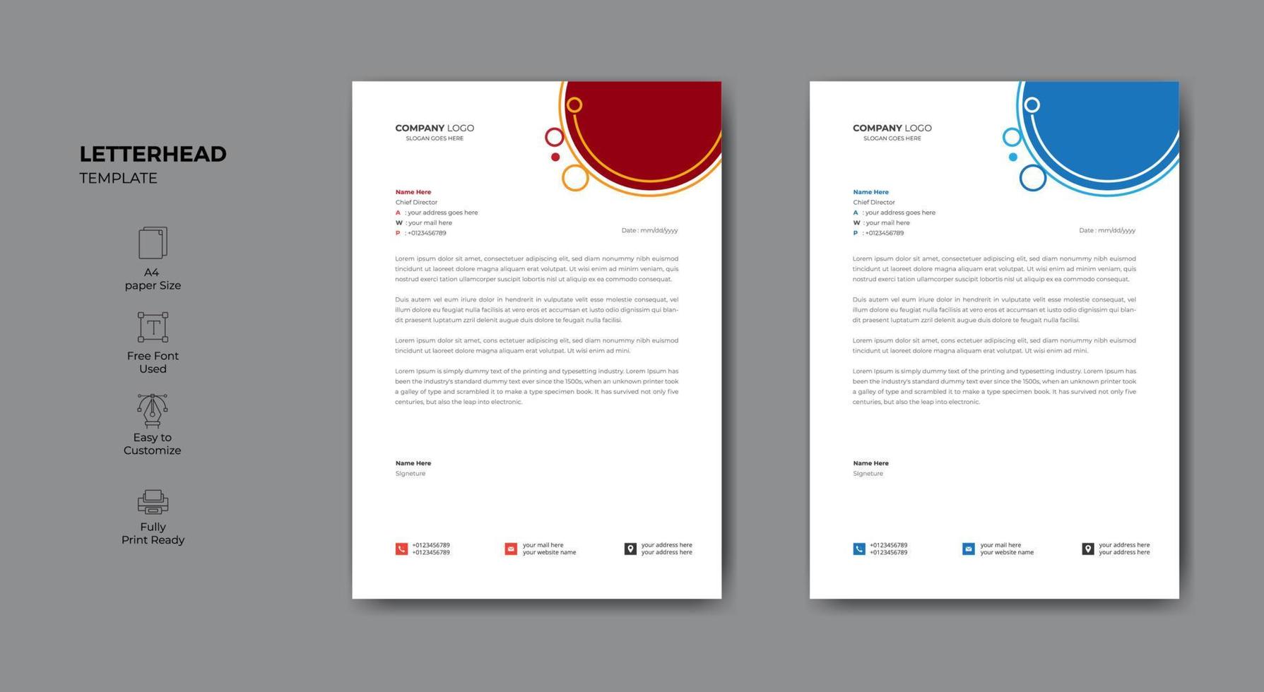 Elegant minimalist style letterhead template design. Business style letter head template. vector