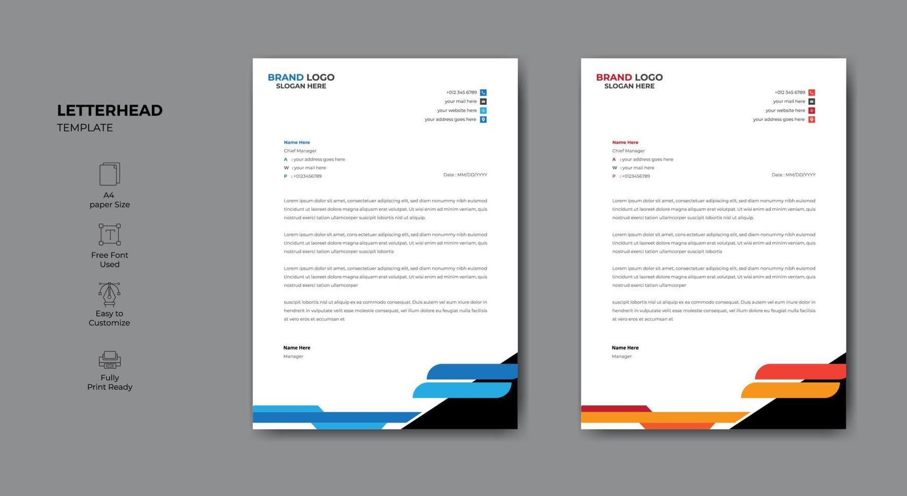 Minimalist style abstract letterhead template design for your business. Letterhead design for your business or project. vector