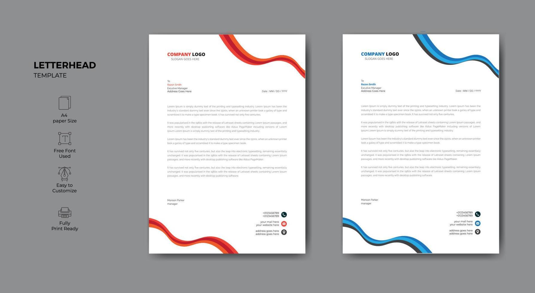 Minimalist elegant style letterhead template for your business vector
