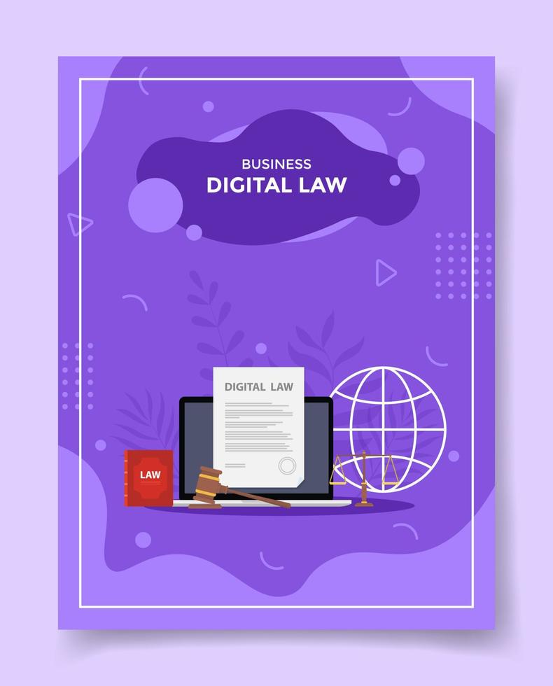digital law business concept for template of banners, flyer, books, and magazine cover vector