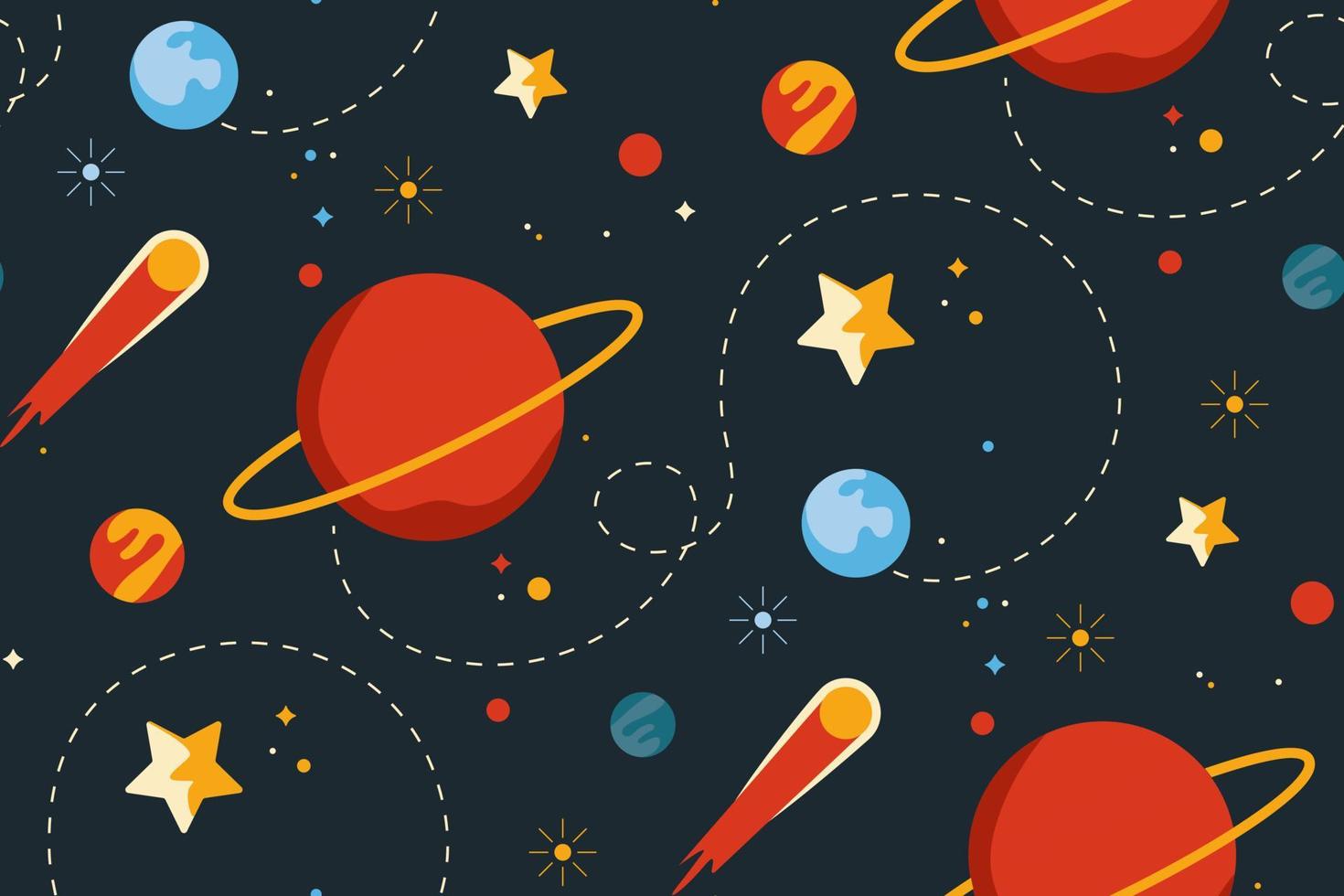 Seamless pattern with planets and stars. vector