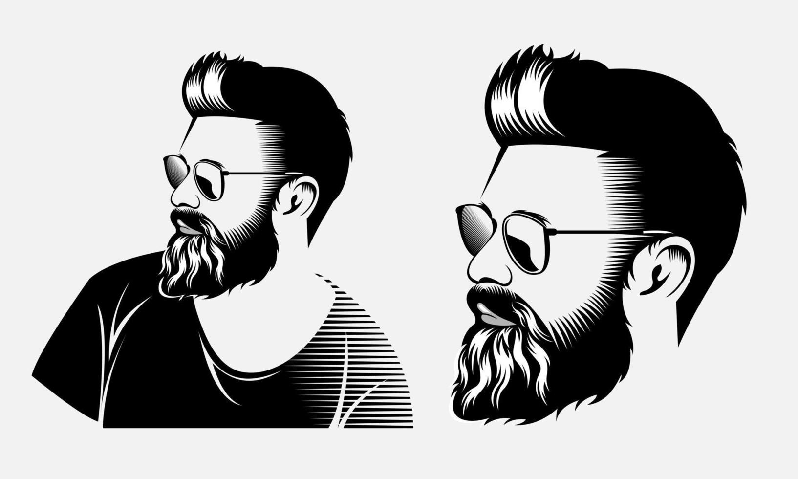 hombres barbudos hipster cara vector imagen