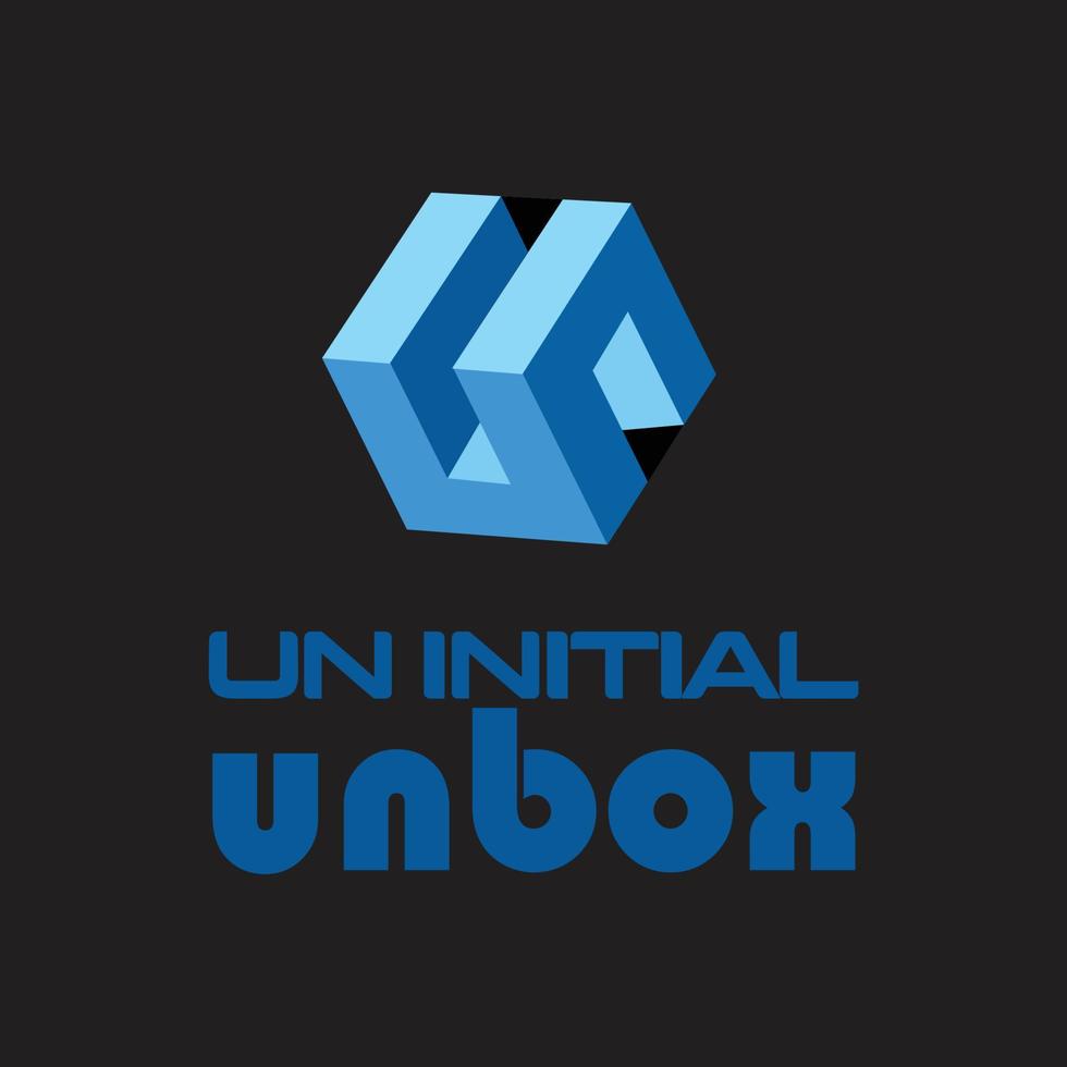 initial un logo box 3d logo vector
