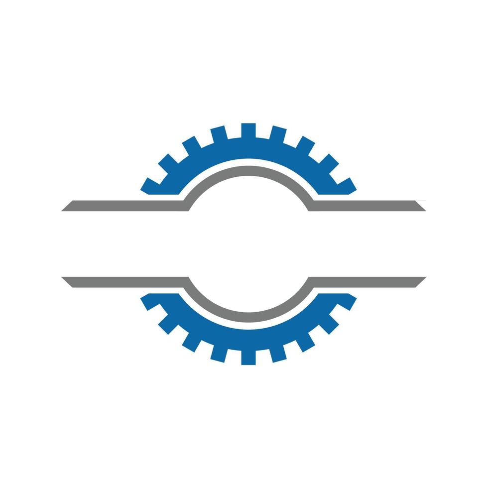 elemento de diseño de logotipo de rueda dentada simétrico relacionado con la máquina, el mecánico o el servicio de reparación vector