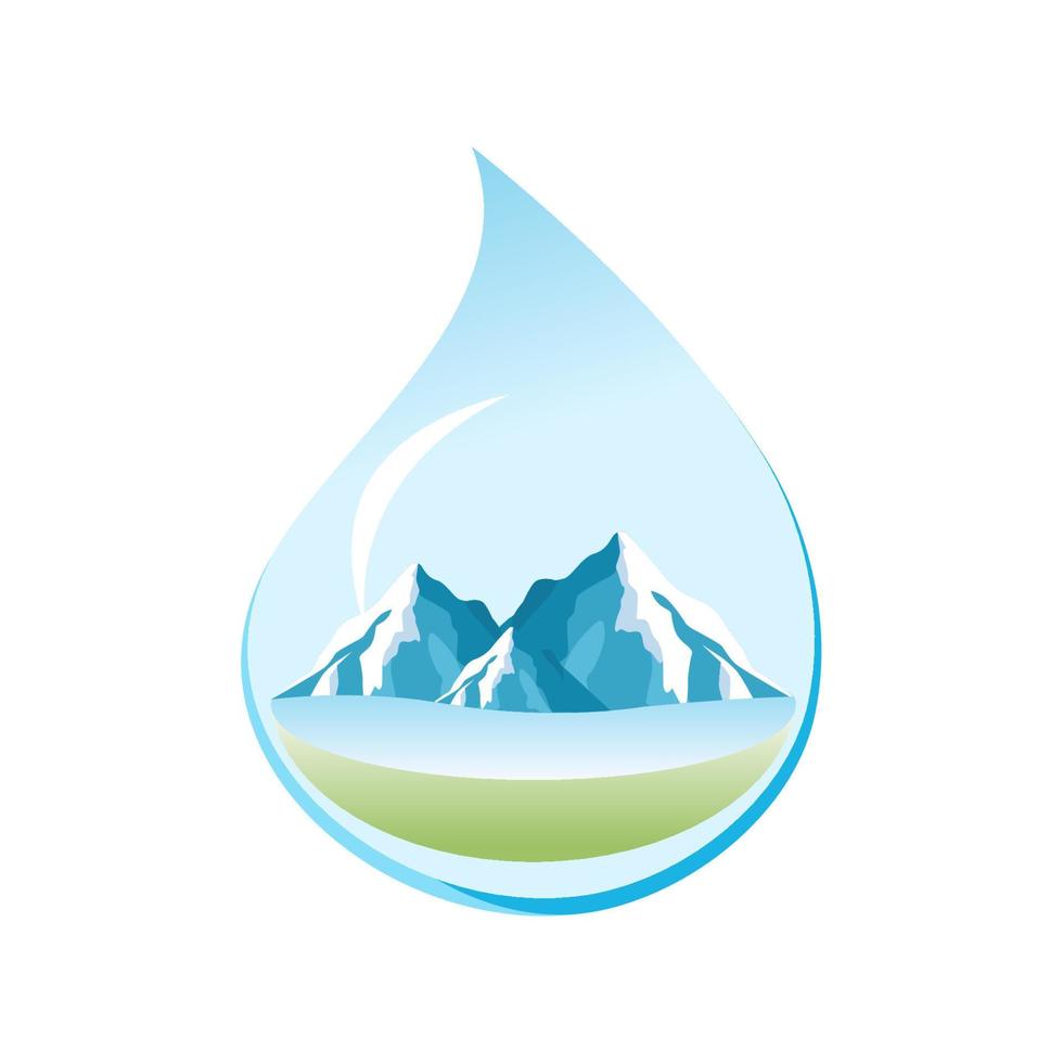 plantilla de etiqueta de diseño de logotipo de agua de manantial de montaña natural mínima en fondo blanco vector