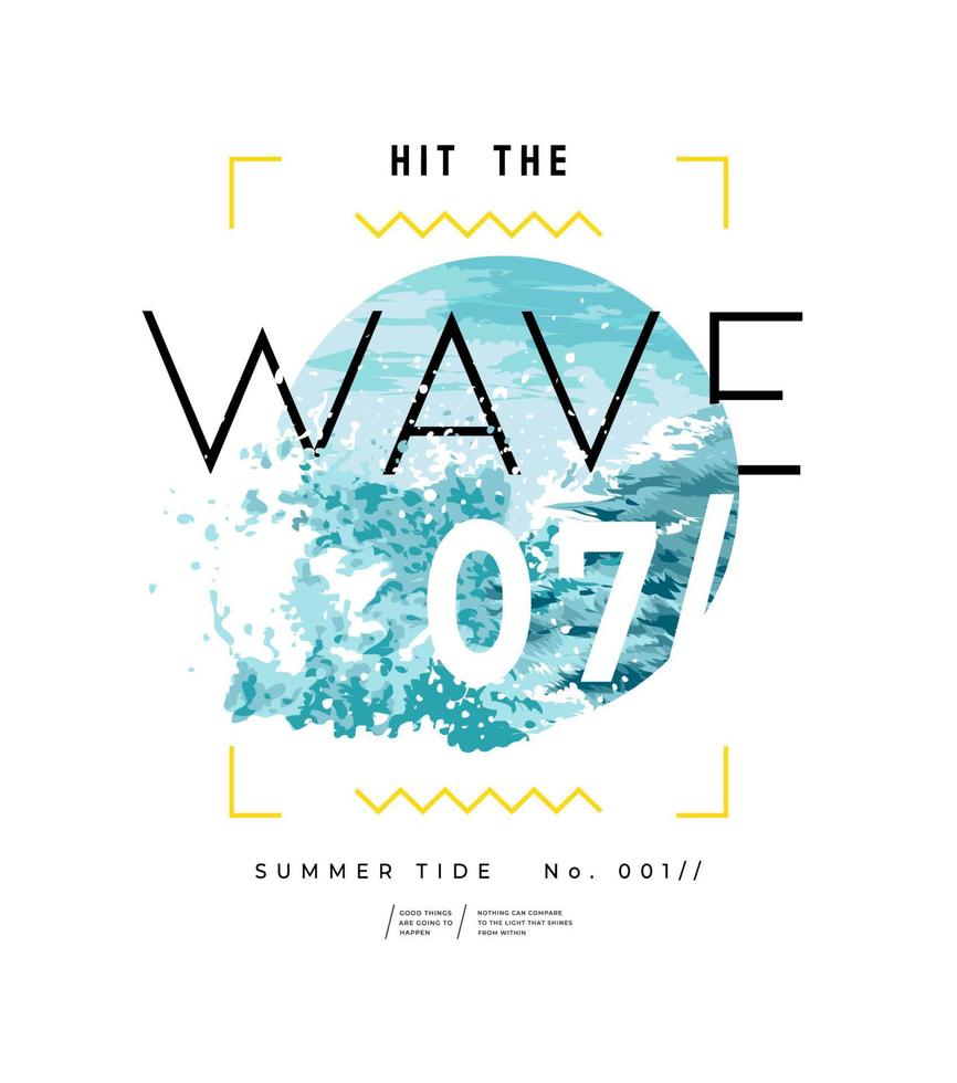 wave slogan on sea waves splash illustration in circle background vector