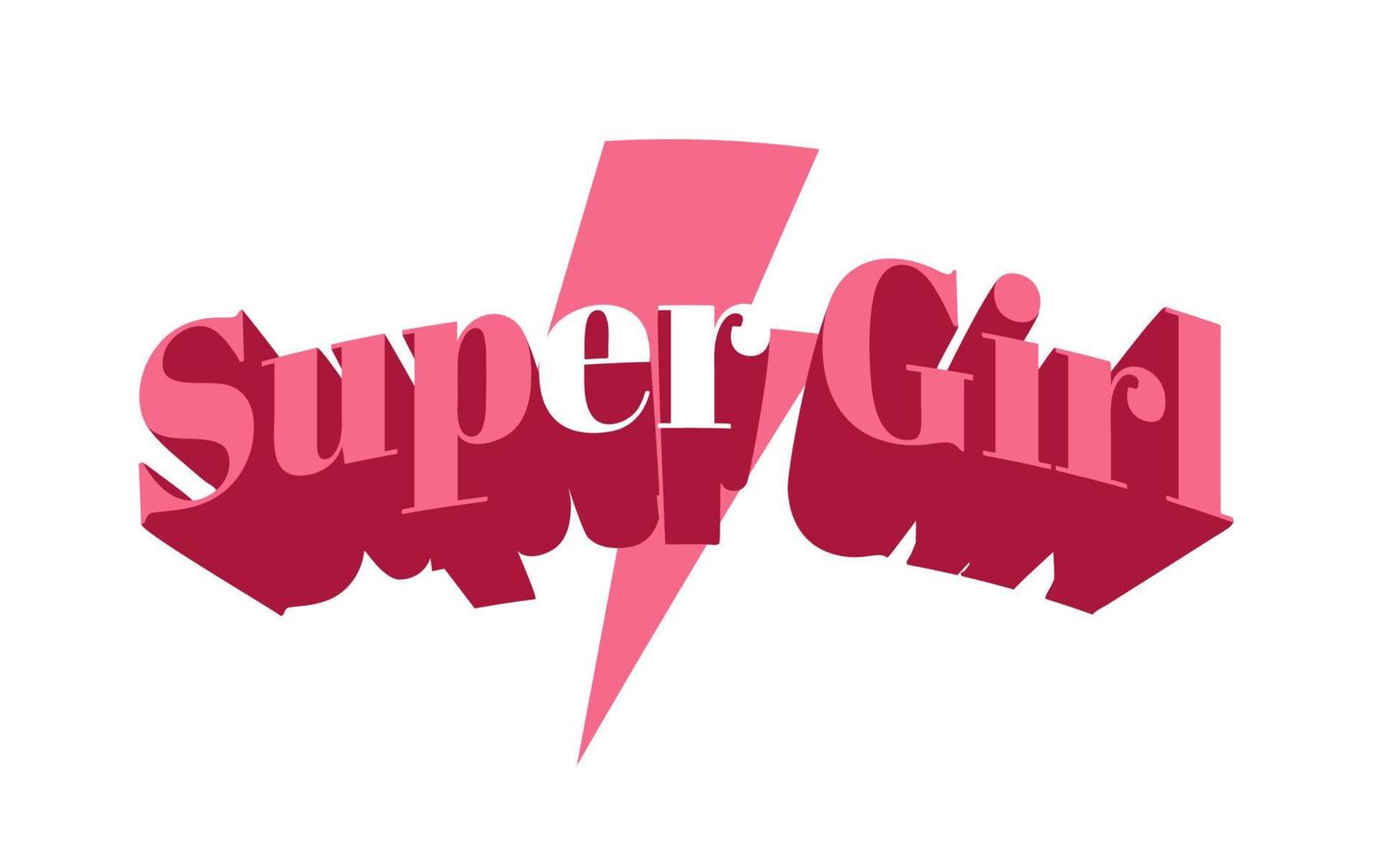 super girl slogan on thunder bolt background vector