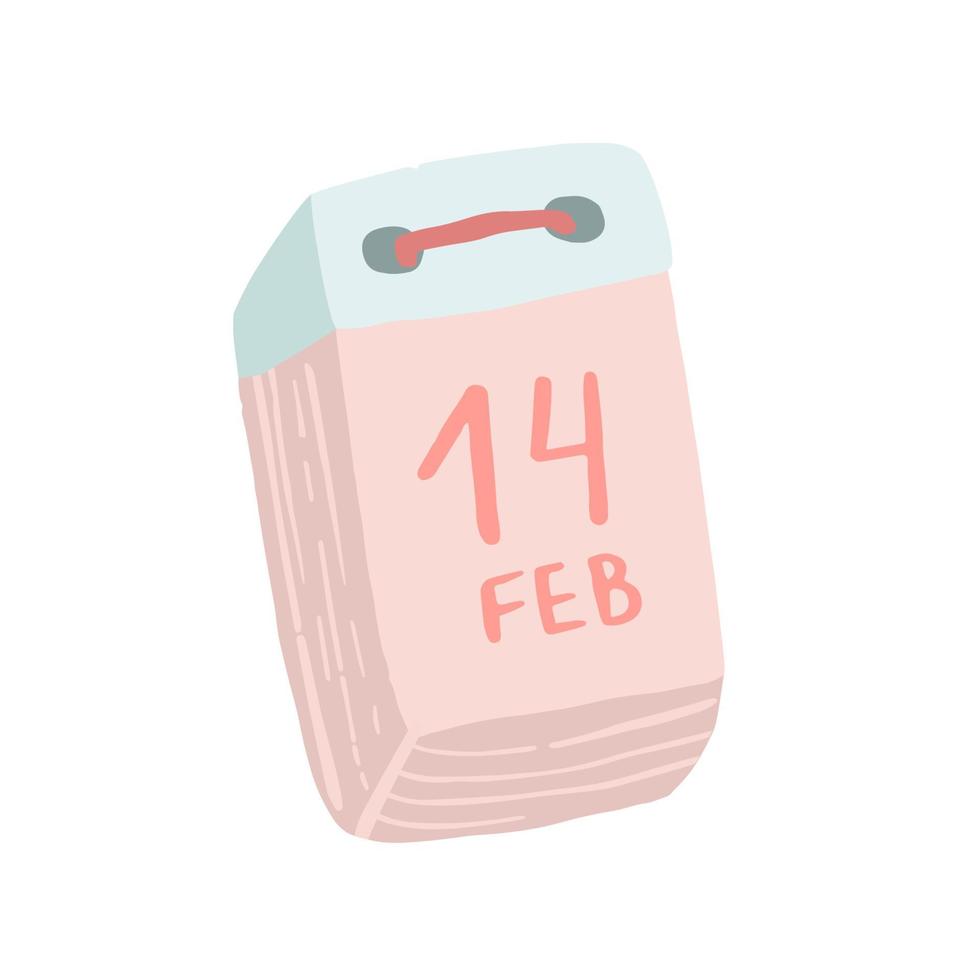 Cute st valentines illustration with date 14 february on calendar vector