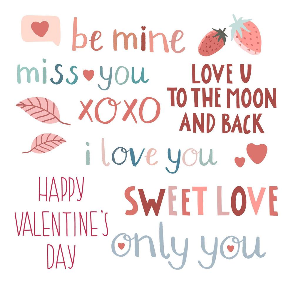 Set of romantic love quotes and sayings for st valentine's day ...