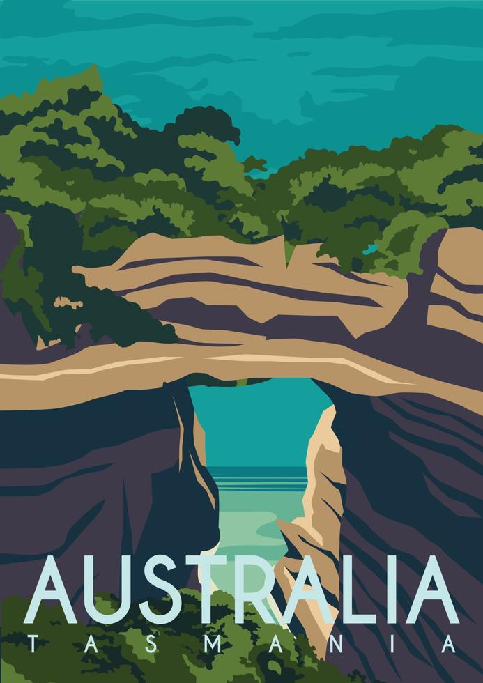 Tasmania Australia Vector Illustration Background