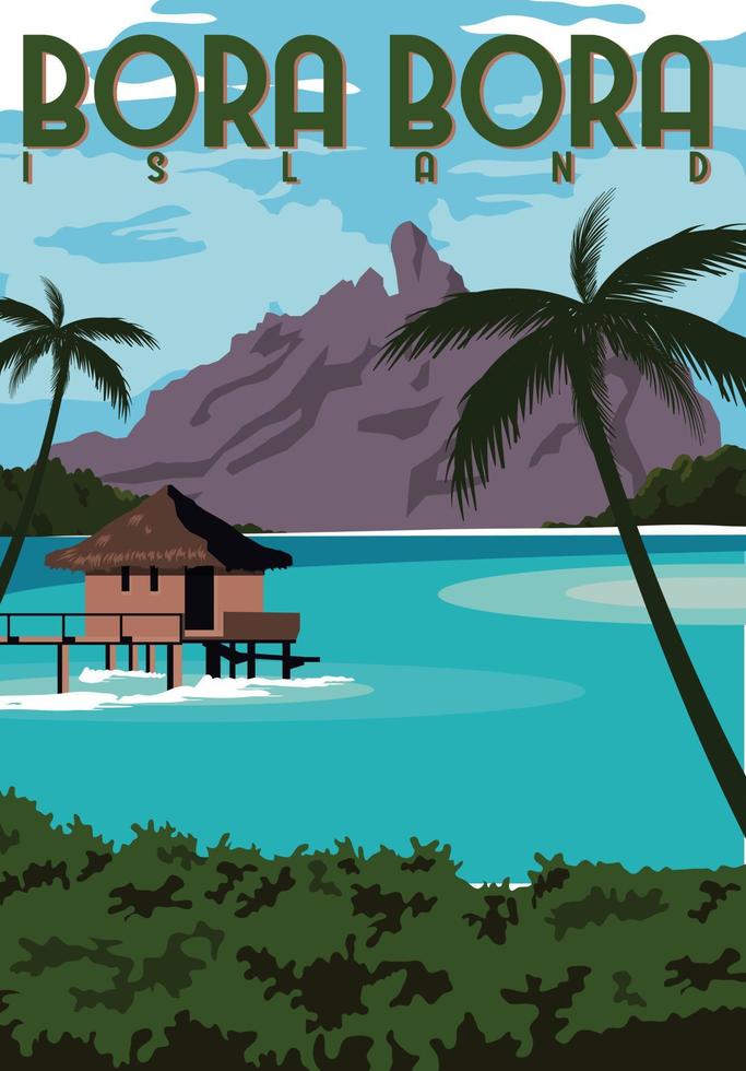 Bora Bora Island Vector Illustration Background