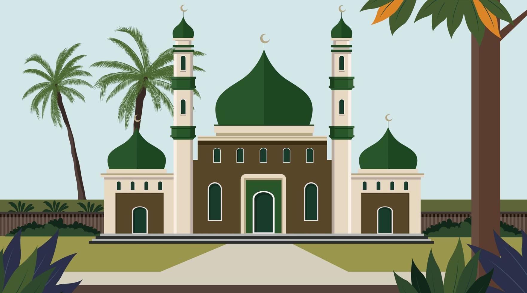 fondo de paisaje de ilustración de mezquita vector