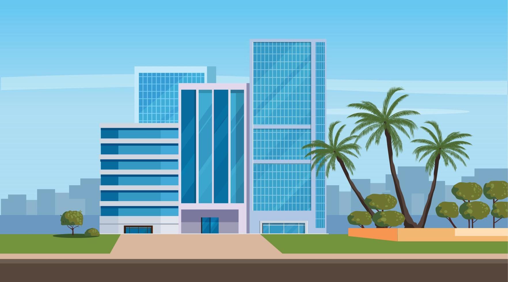 Office Building Illustration Landscape Background vector