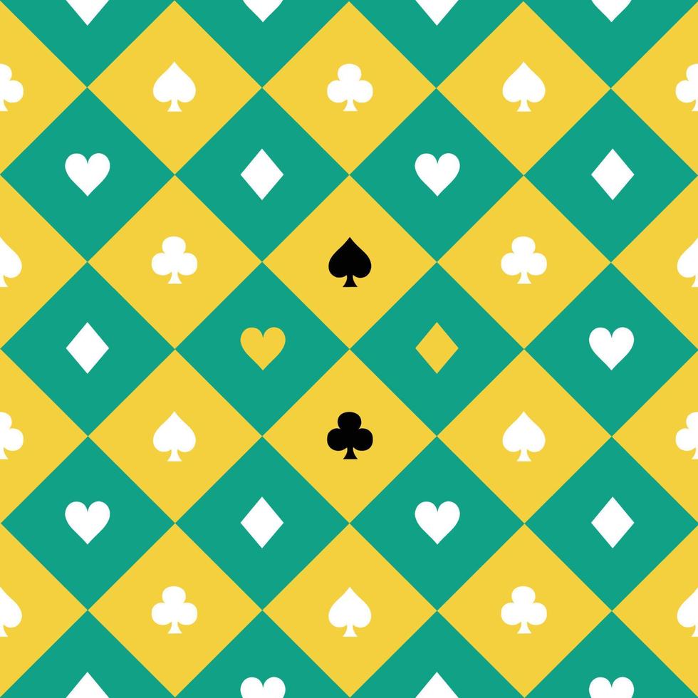 Card Suits Yellow Green Chess Board Diamond Background vector