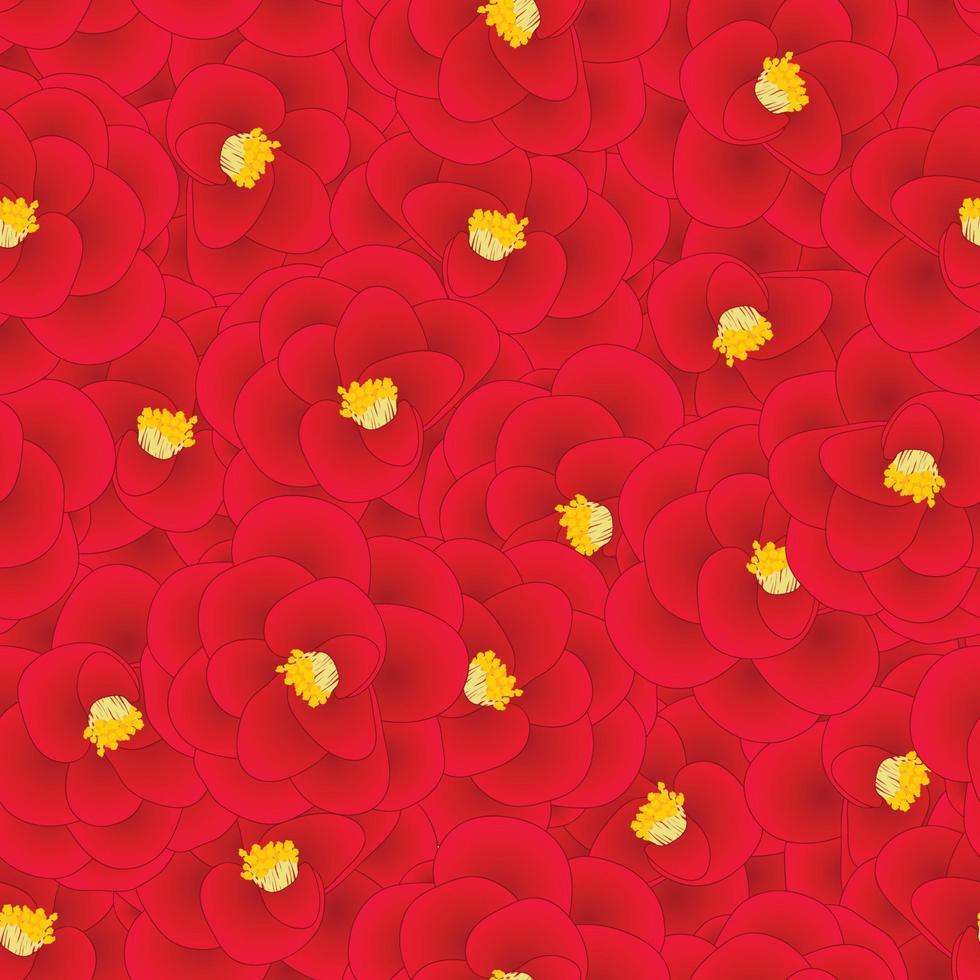 Red Camellia Flower Seamless Background vector