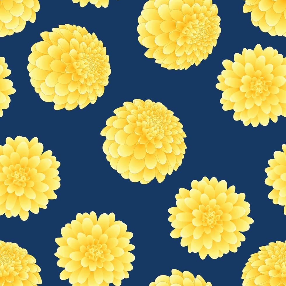 Yellow Dahlia on Navy Blue Background vector