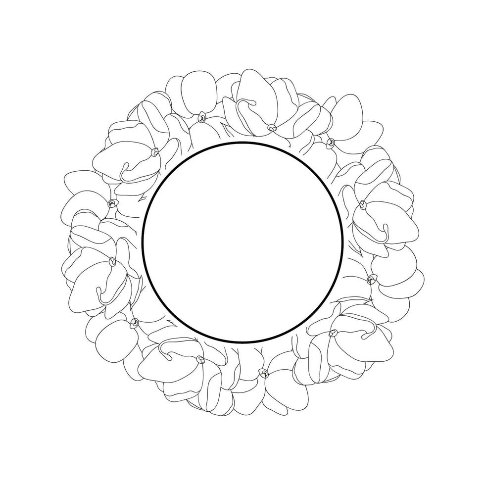 Arabian Jasmine Outline Banner Wreath vector