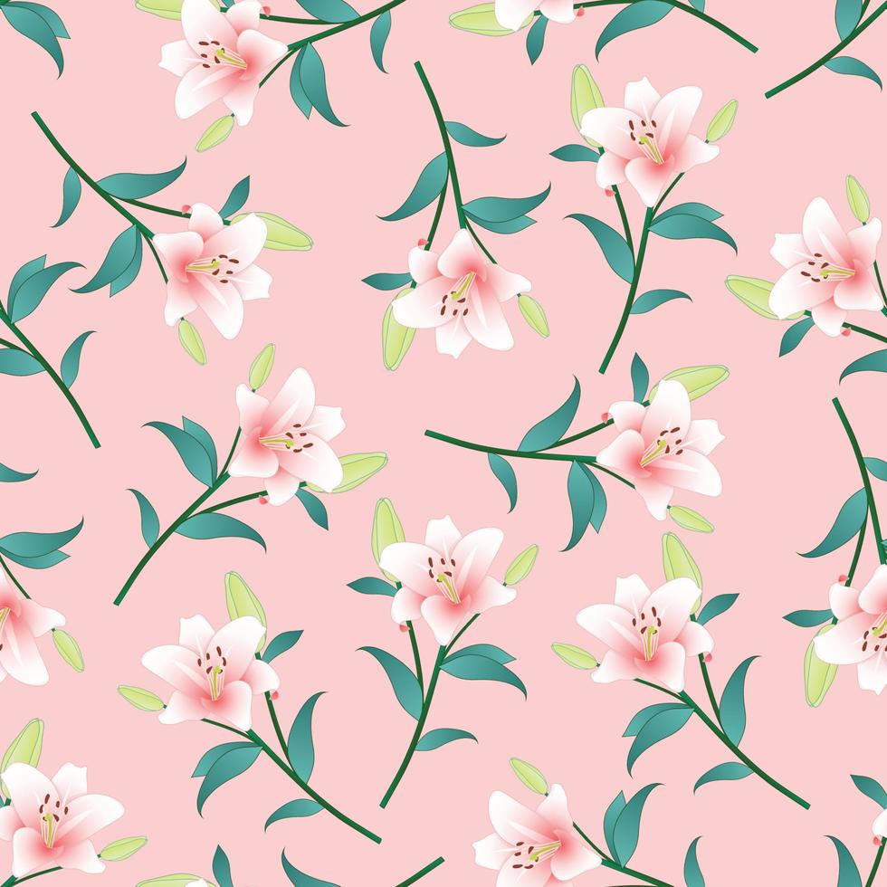 Pink Lily on Pink Background vector