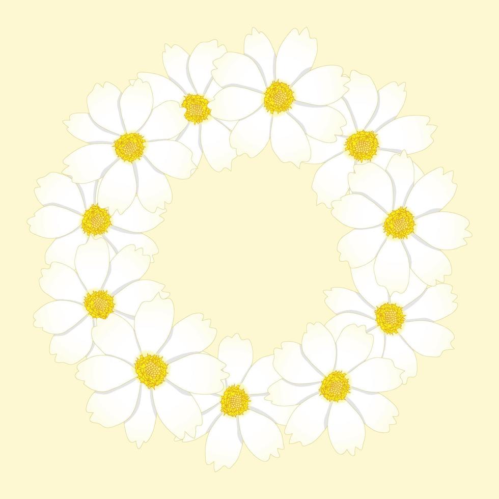 corona de flores de cosmos blanco. vector