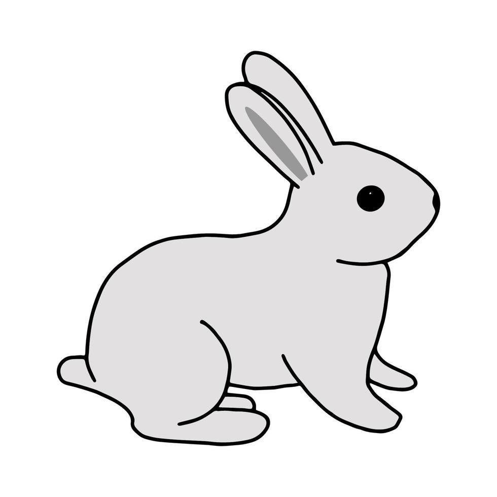Rabbit hand-drawn contour line drawing. Easter bunny.For postcards, printing on fabric.Cute animal.Doodles.Vector vector