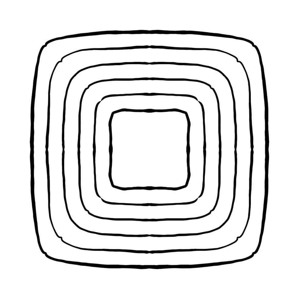 The frame is square with a line.Doodle frame. An uneven outline drawn by hand.Black and white image.Vector illustration vector