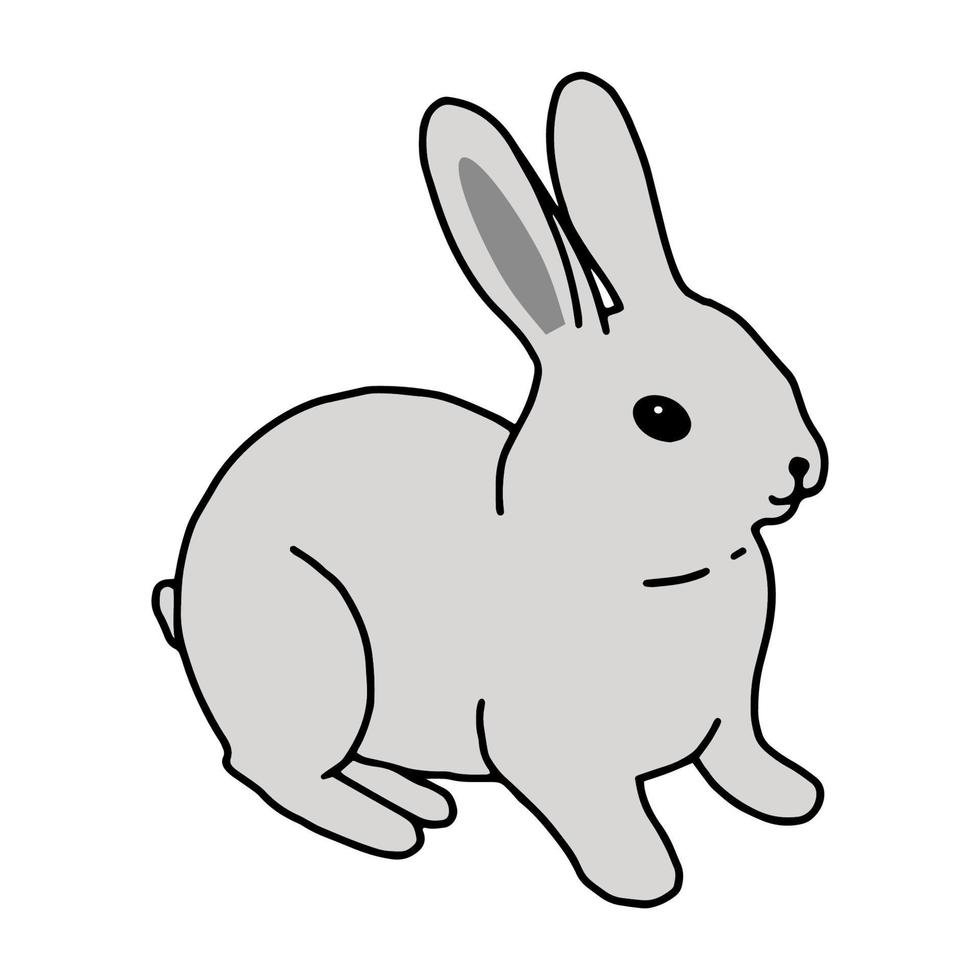 dibujo de línea de contorno dibujado a mano de conejo. conejito de pascua.para postales, impresión en tela.animal lindo.doodles.vector vector