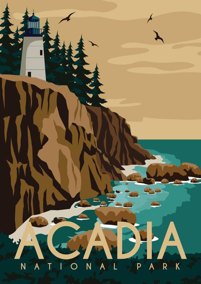 fondo de ilustración de vector de parque nacional de acadia