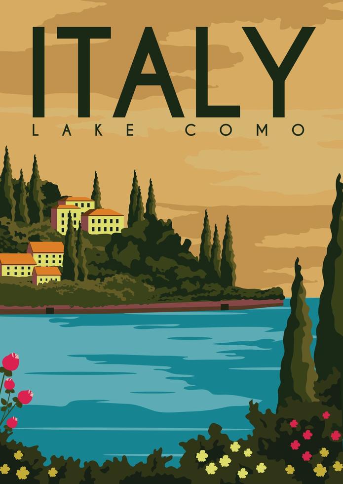 Lake como Italy Vector Illustration Background