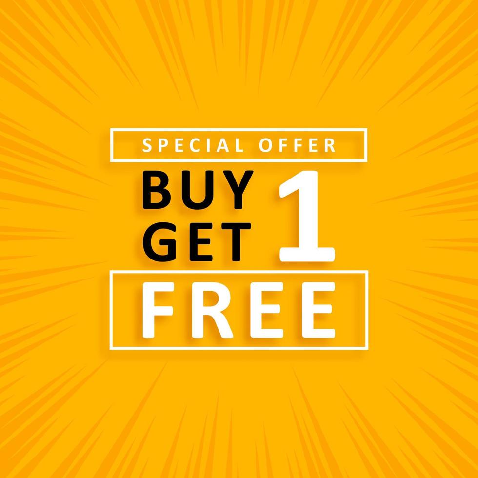 Buy 1 get 1 free. Special offer banner vector