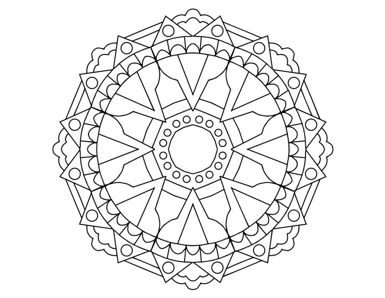 black and white mandala design, tattoo, mehndi, coloring page vector