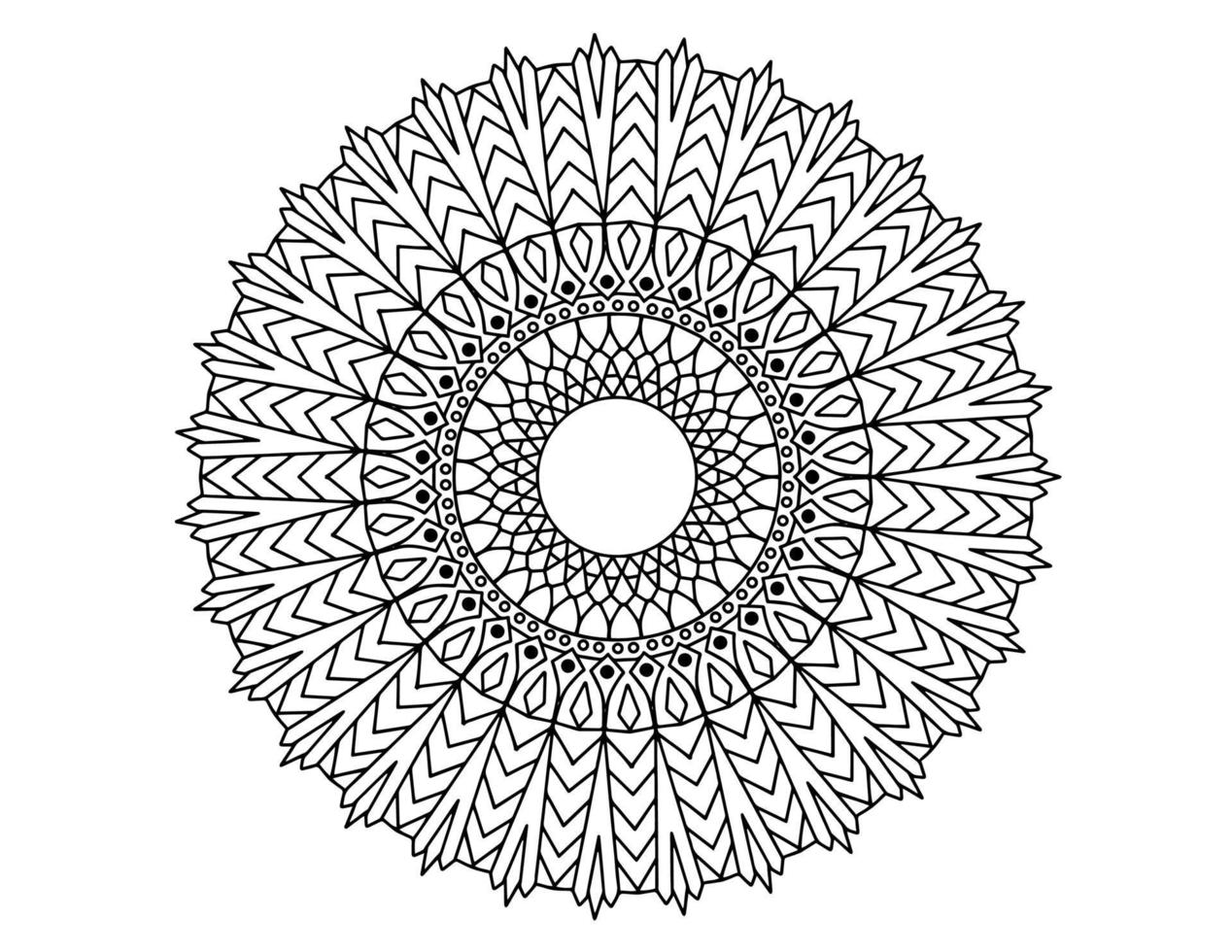 diseño de mandala con aspecto real en blanco y negro, mehndi, tatuaje, coloración, vector