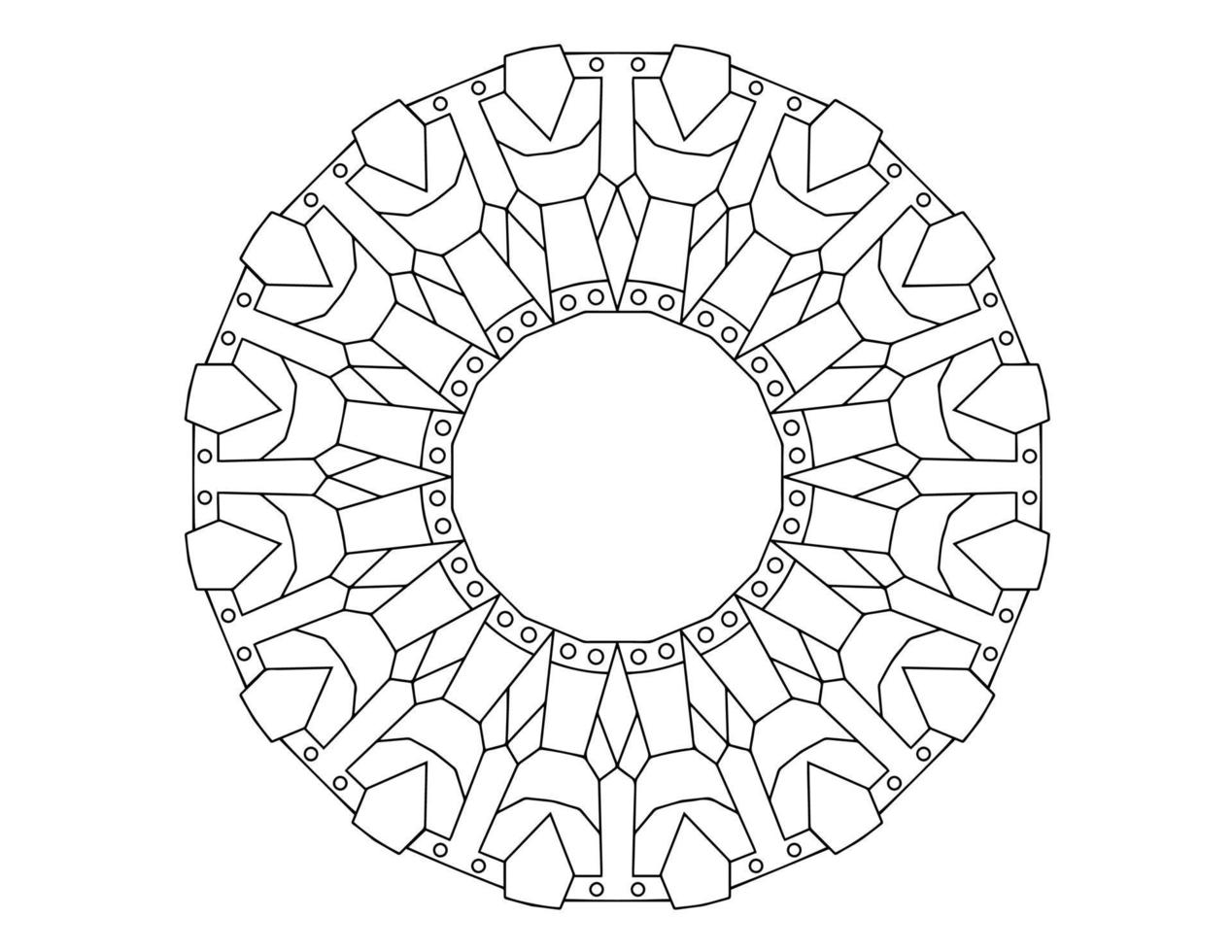 black and white mandala design, tattoo, mehndi, coloring page vector